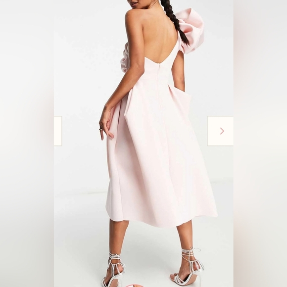Elegant Pink One-Shoulder Dress - Picture 2 of 10